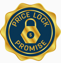 Sherpa Price Lock Promise yellow logo with a lock in the middle.