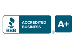 A BBB logo with the words "accredited business"