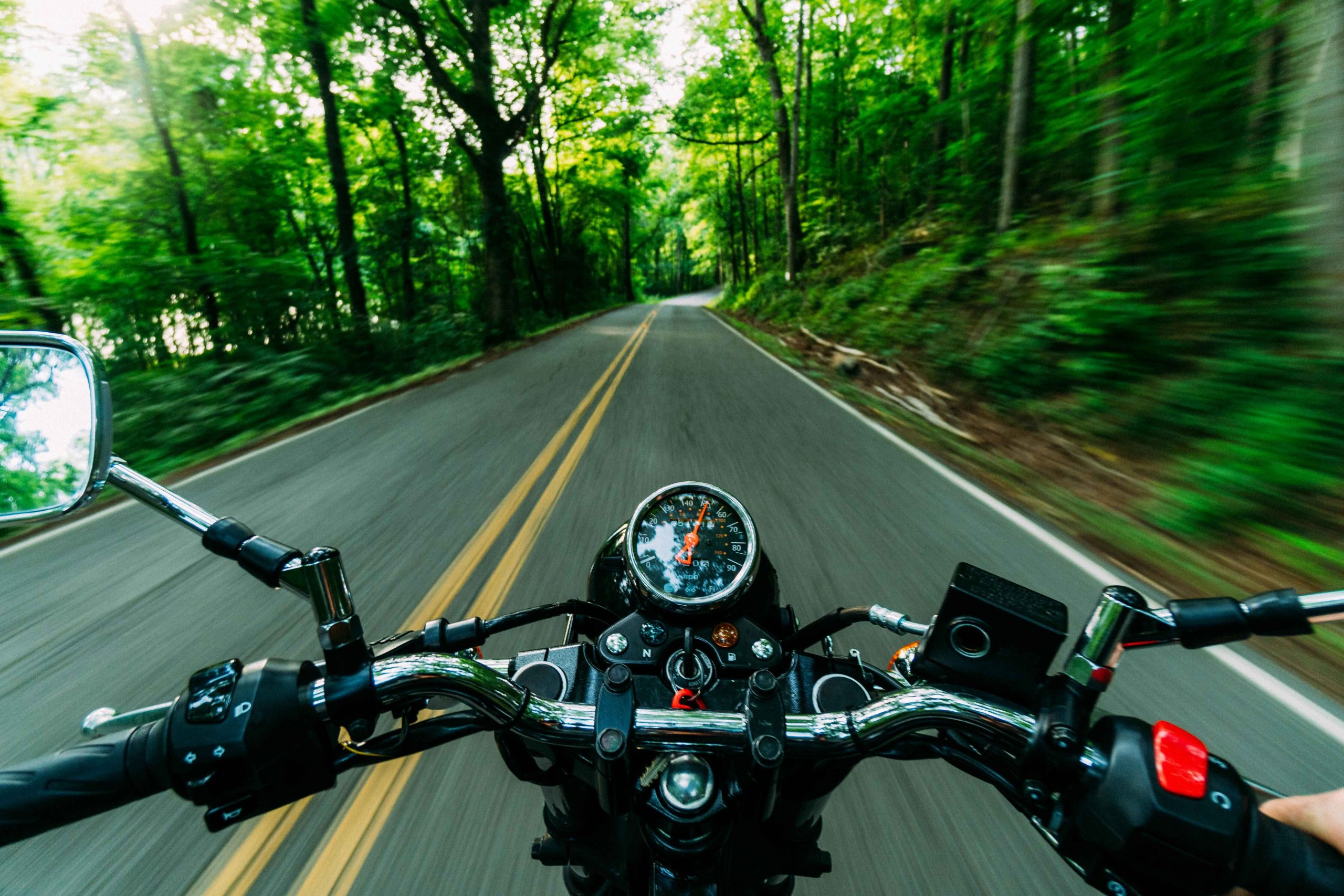 View from driver's seat of a motorcycle