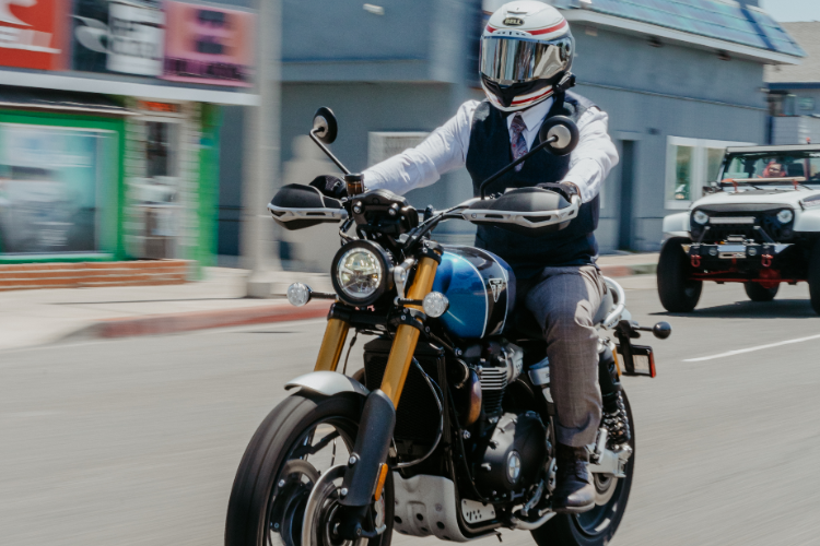Beginner Motorcycle Rider Commuting In City