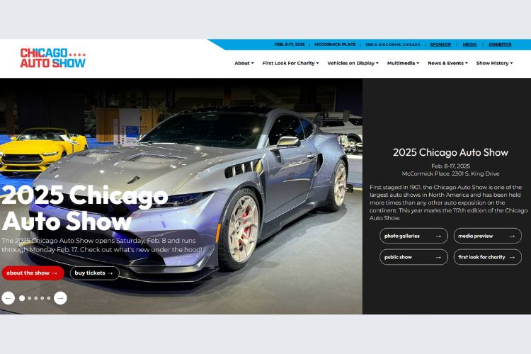 2025 Chicago Auto Show event homepage screenshot