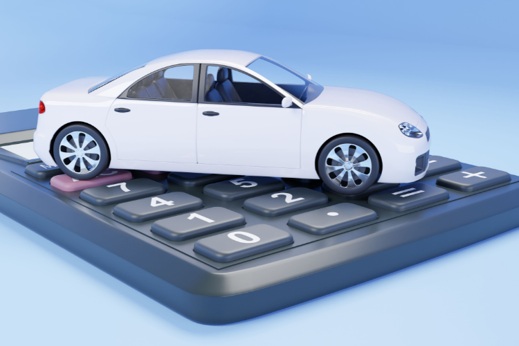 Car on calculator showing shipping insurance cost
