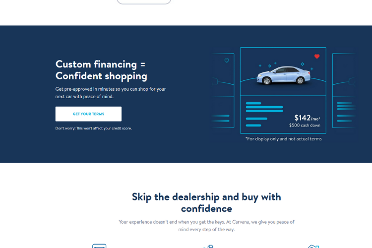 Carvana custom financing terms and confidence