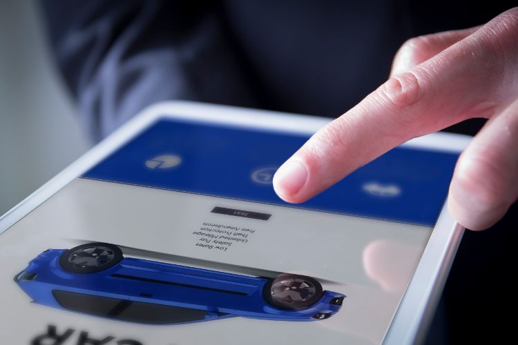 Browsing multiple car deals on tablet