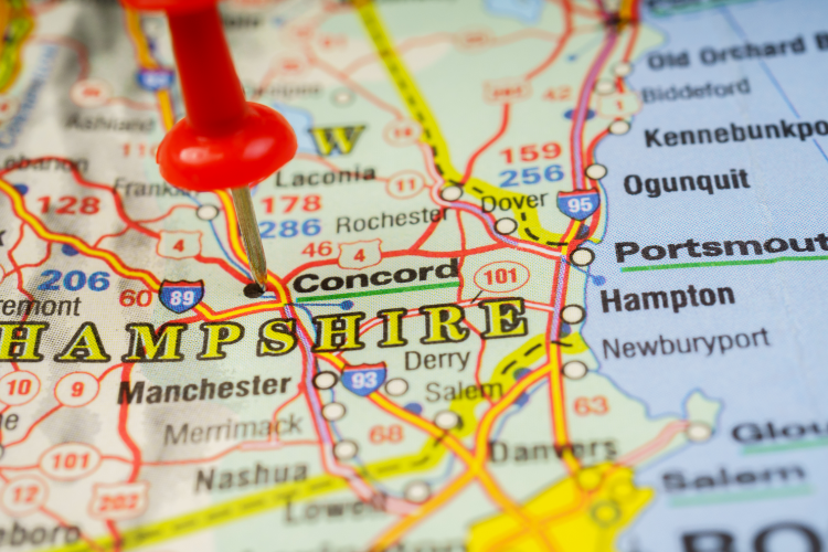 New Hampshire Map With Red Pin