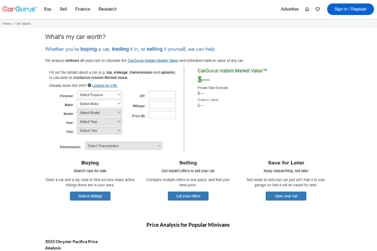 CarGurus Pricing And Value Estimator