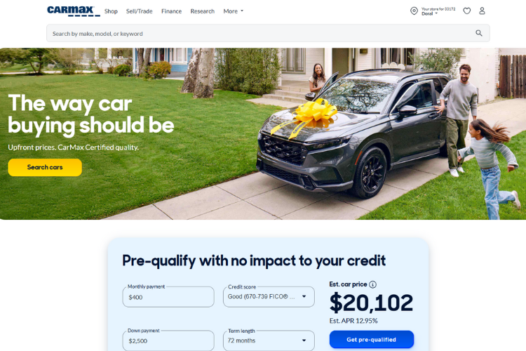 CarMax Website Showcasing Happy Car Delivery