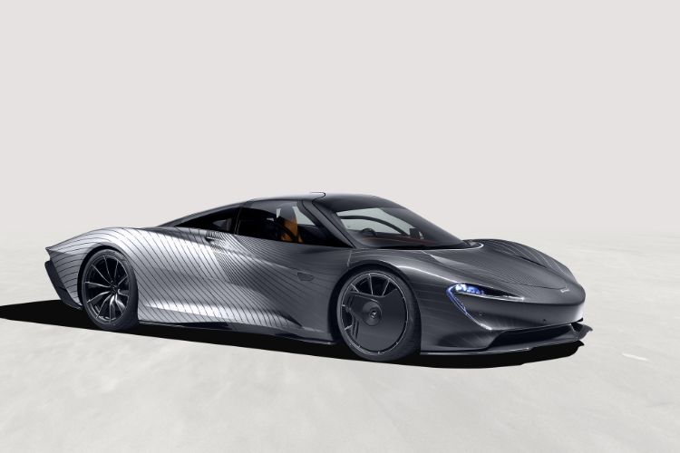 McLaren Speedtail Futuristic Silver Hypercar Design