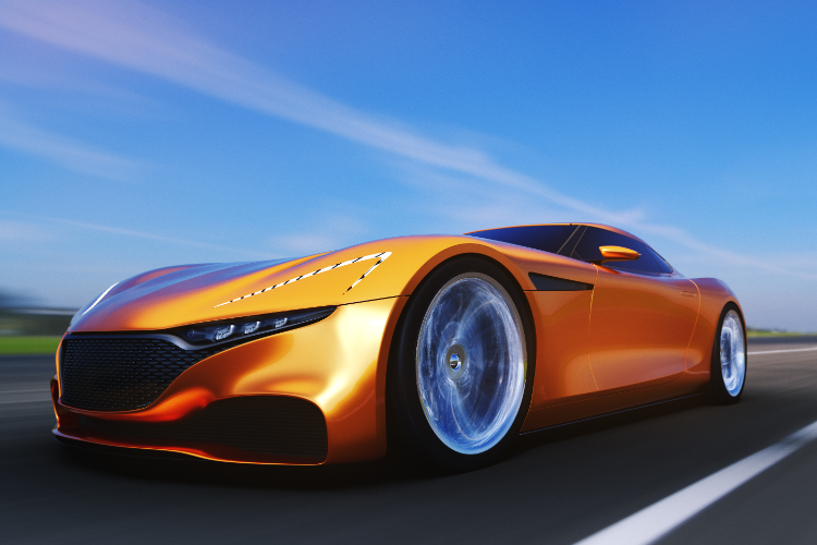 Futuristic Orange Supercar Showcasing Speed Innovation