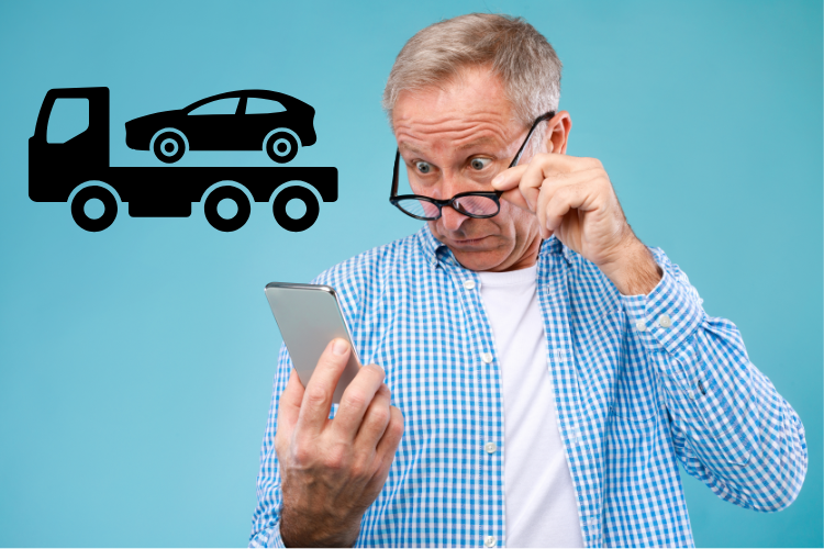 Surprised Man Checking Car Shipping Quote