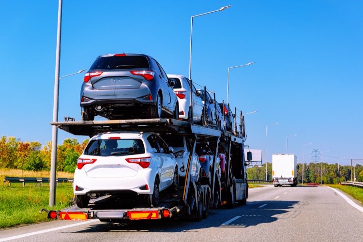 Car Carrier Truck Driving Popular Transport Route