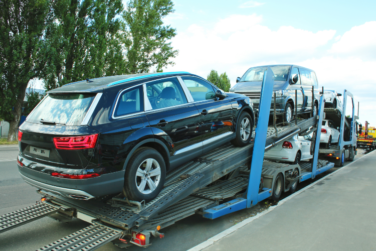 Multiple Cars Loaded On Auto Transporter