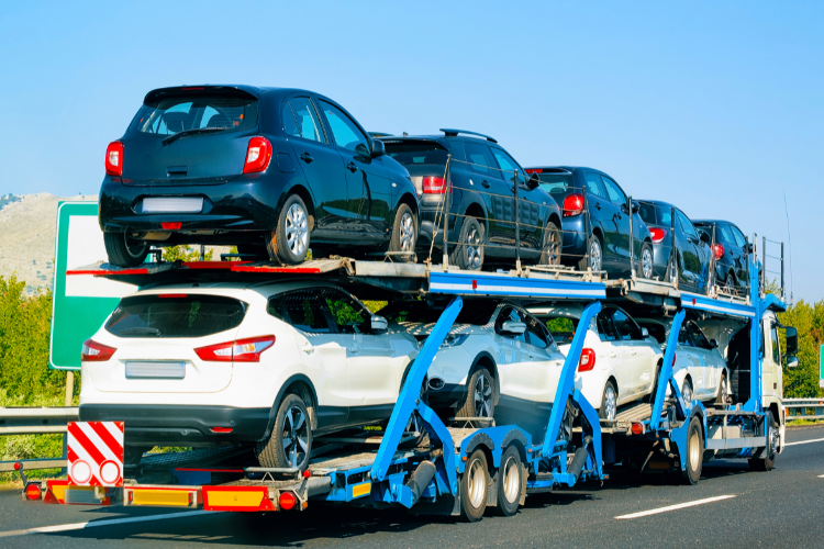 Car Carrier Truck Highlighting Shipping Importance