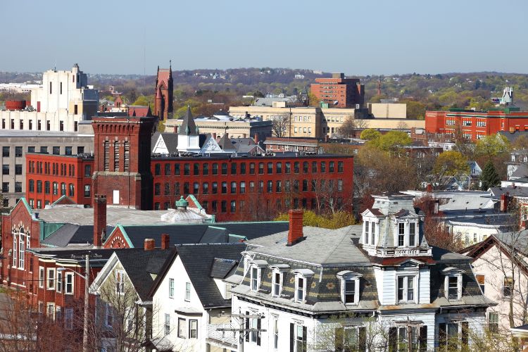 City Buildings In Massachusetts Urban Skyline