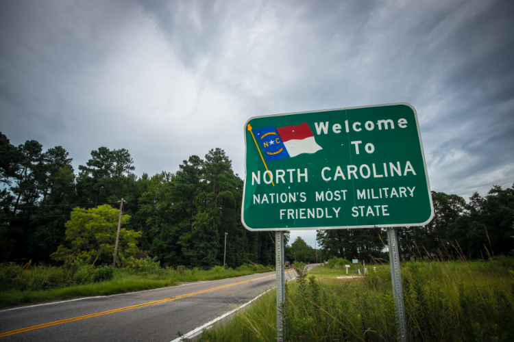 North Carolina Welcome Roadside Sign View