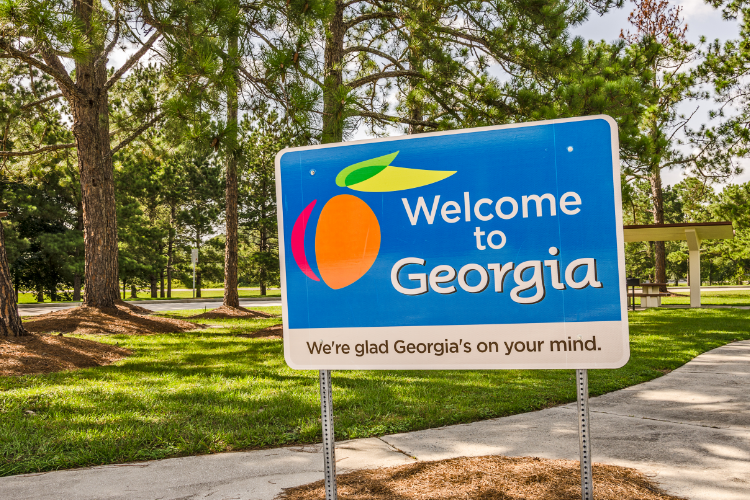 Georgia Welcome Sign At Rest Area