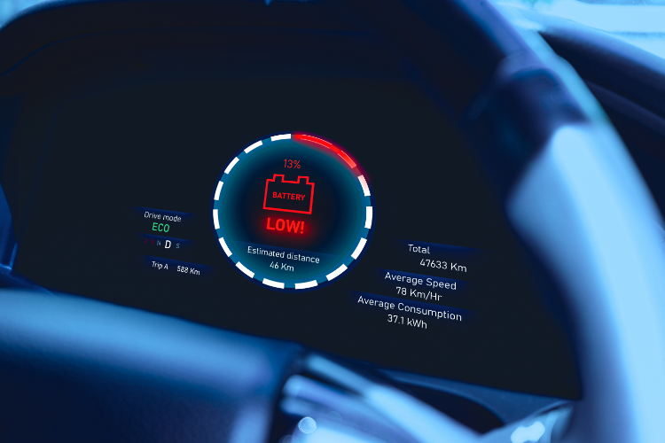 Low Battery Warning On Car Dashboard