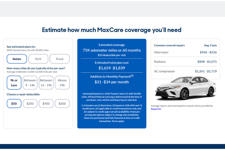 CarMax Extended Warranty Cost Coverage Estimate