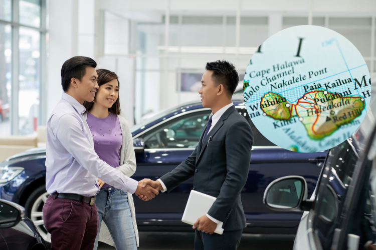 Car Buyers Shaking Hands In Hawaii