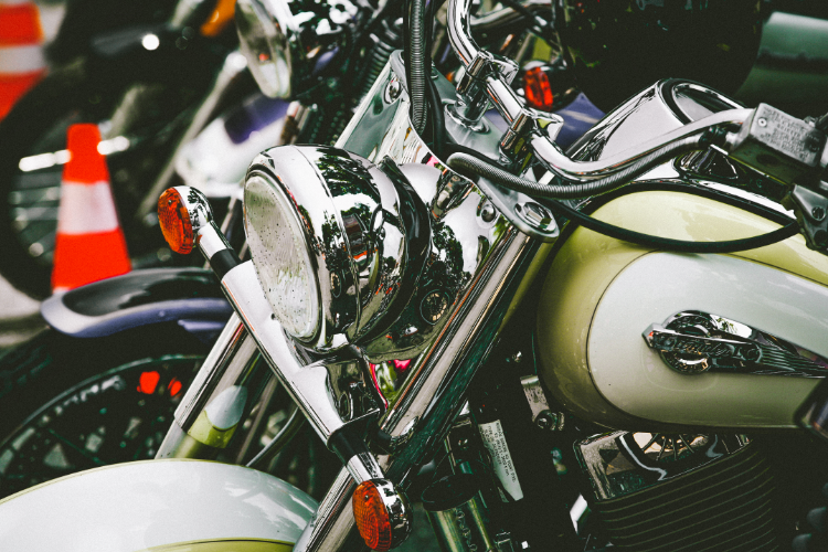 Chrome Motorcycle Closeup For Shipping Preparation