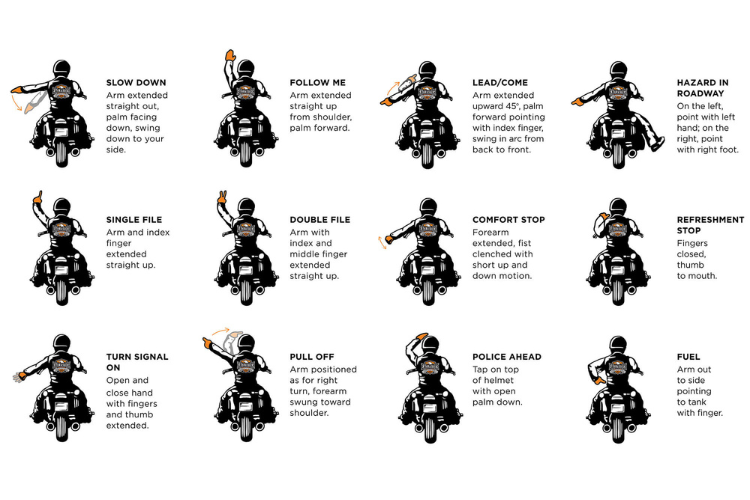 Motorcycle Hand Signal Guide Rider Illustrations