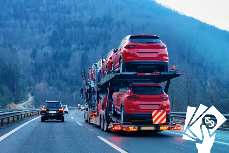 Car Shipping Truck with Cost Icon