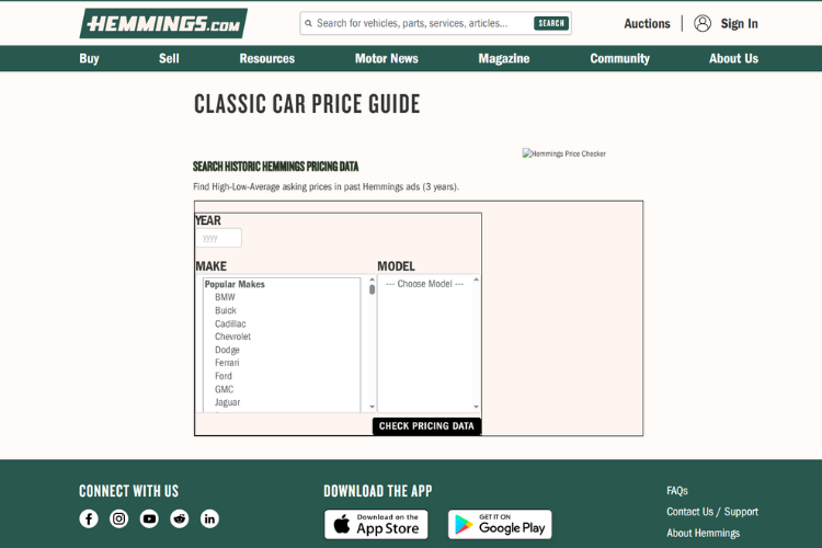 Hemmings Classic Car Price Guide Tool