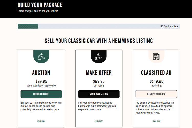 Hemmings Selling Process Classic Car Listing