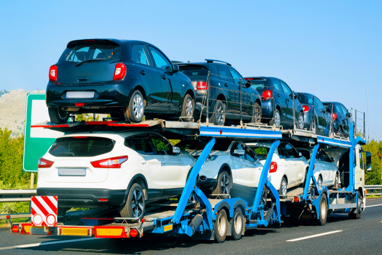 Car Carrier Truck Transporting Multiple Vehicles Highway