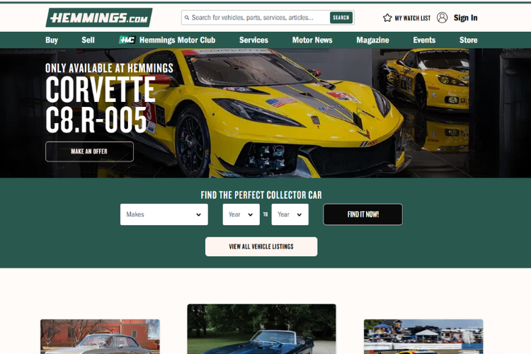 Hemmings Classic Car Marketplace Homepage