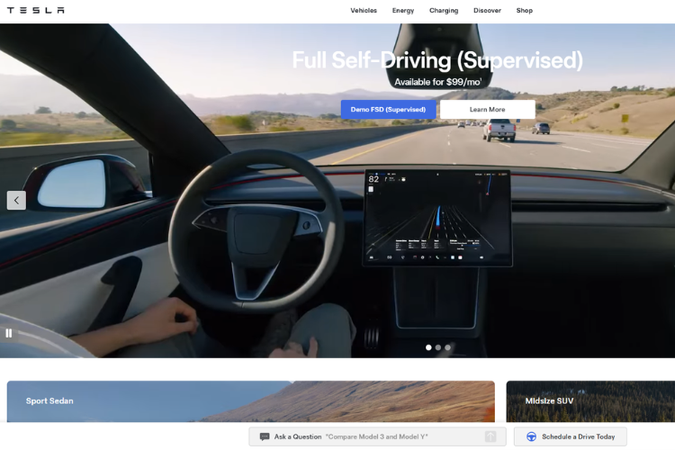 Tesla Full Self Driving Dashboard Interface