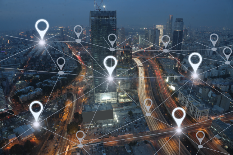 Vehicle Shipping Tracking City Network View