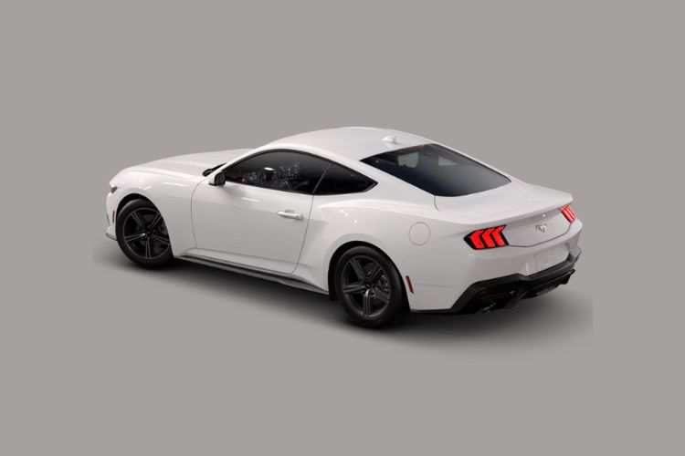 White Ford Mustang Rear Three Quarter View