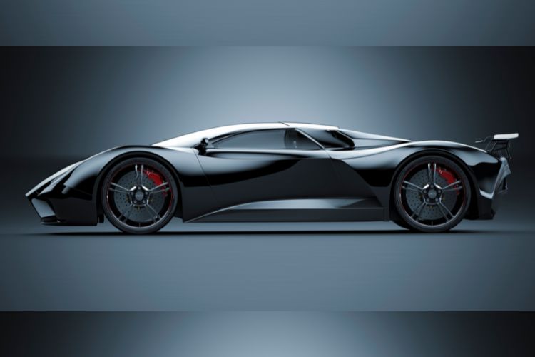 Black Exotic Sports Car Sleek Side Profile