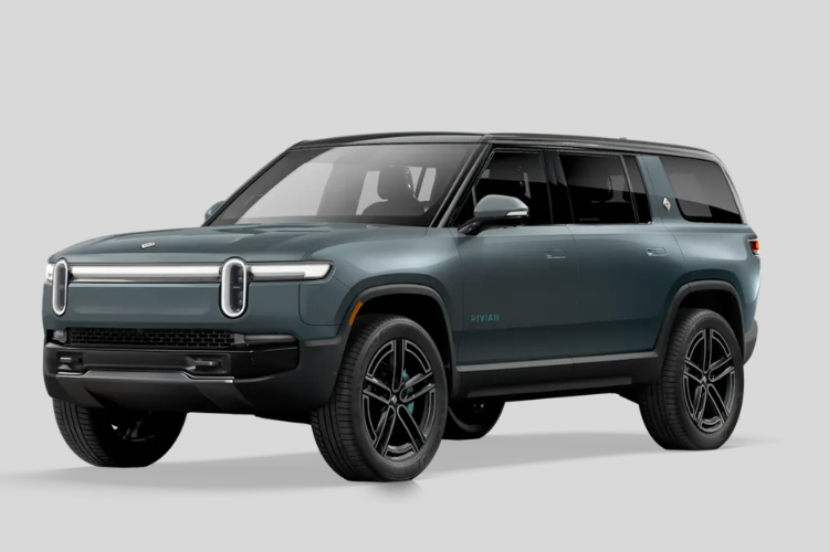 Green Rivian R1S Electric SUV Front View