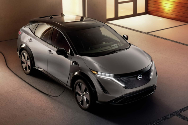 Silver Nissan Ariya Electric SUV Charging