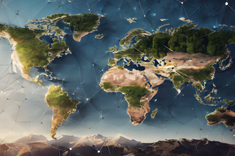 Global World Map With Connected Countries Network