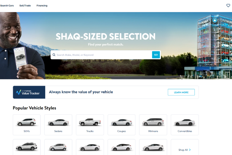Carvana Platform With Shaq And Cars