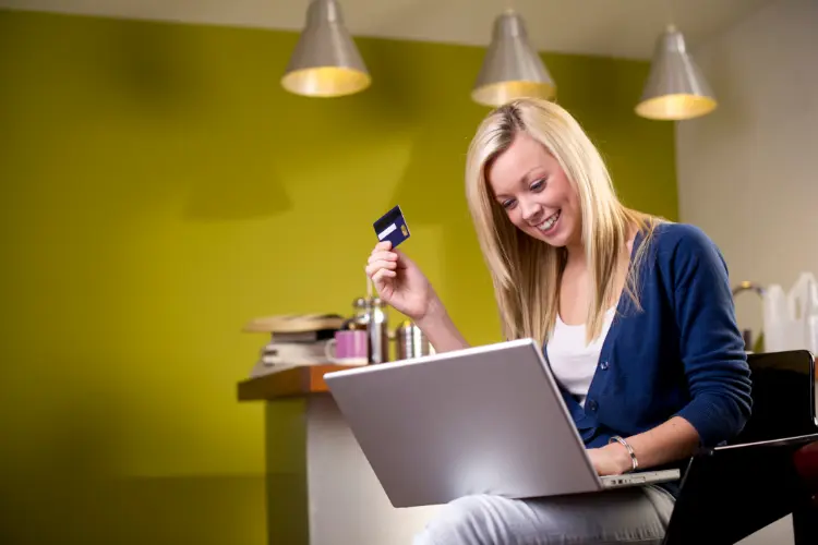 Woman Bidding On Online Car Auction