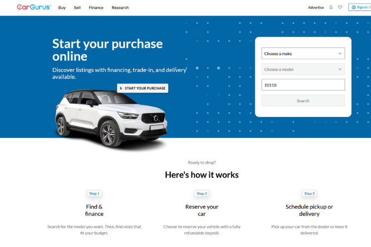 Start Your Online Car Purchase Process