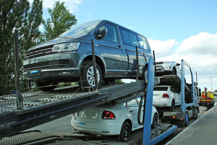 Car Carrier Truck Transporting Multiple Vehicles