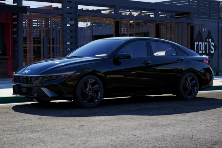 Hyundai Elantra Black Sedan Parked Outside