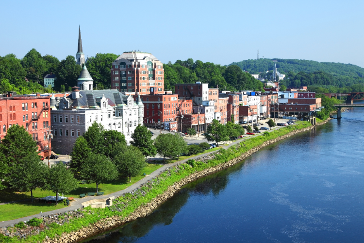 Augusta Riverfront With Historic Downtown Buildings