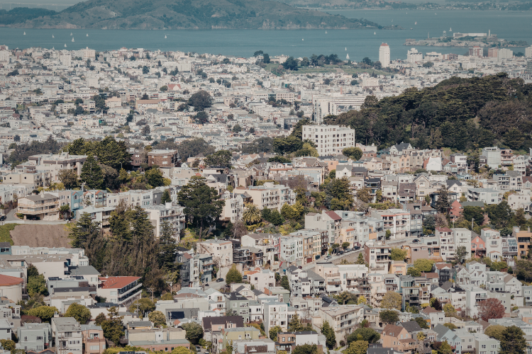 San Francisco Residential Hills With Bay View