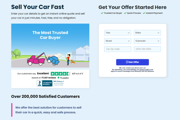 Wheelzy Benefits Fast Car Selling Process