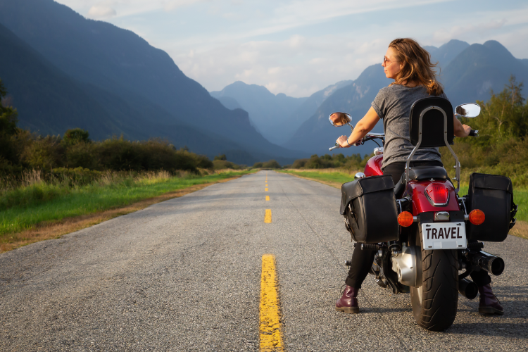 Touring Motorcycle With Storage Riding Scenic Road