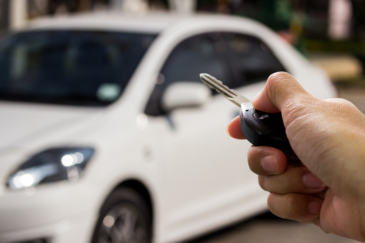 Hand Holding Used Car Remote Key
