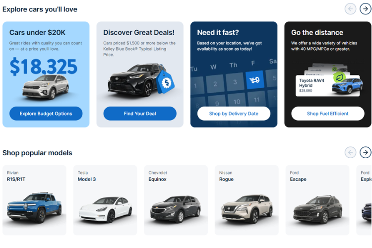 Carvana Vehicle Listings And Shopping Options