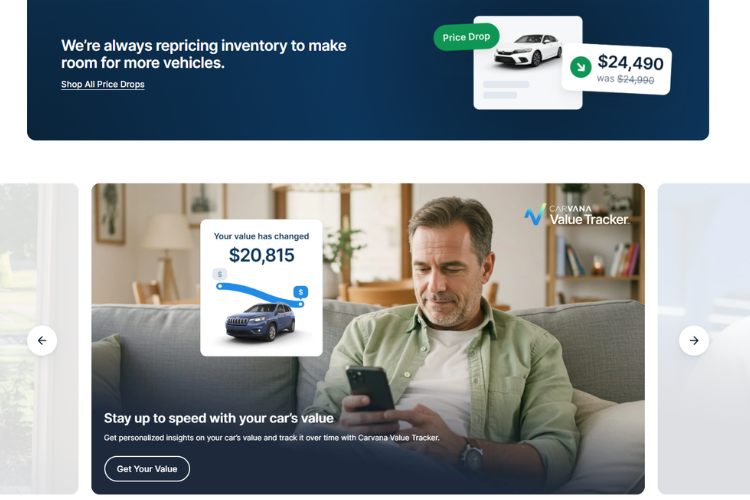 Carvana Value Tracker Monitoring Vehicle Worth