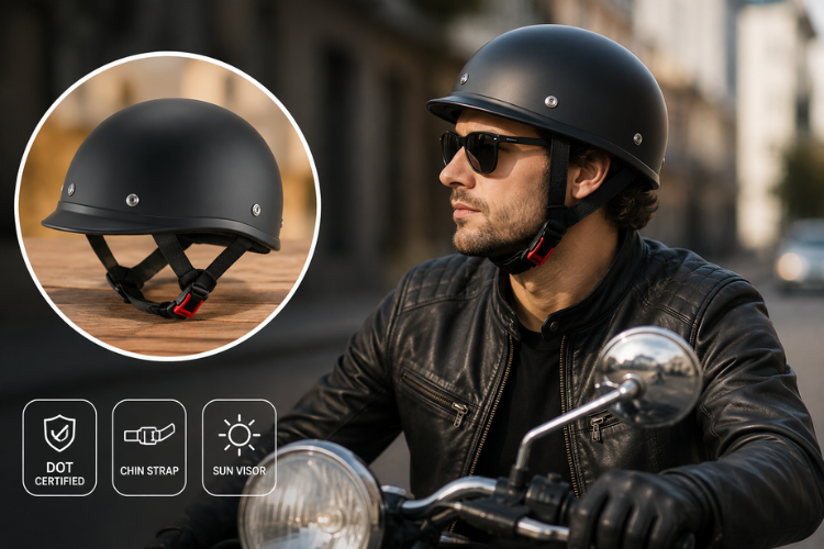best vintage look motorcycle helmet Style Open Motorbike with Goggles Retro Baseball Cap Half Helmet for Men and Women DOT Approved Vintage Pilot Style Adult Skull Cap Helmet 1,54-62CM : Automotive SUP_SKU_1:7078284 Color:Cordura Navy wicking fabric LS2 Assault III Helmet